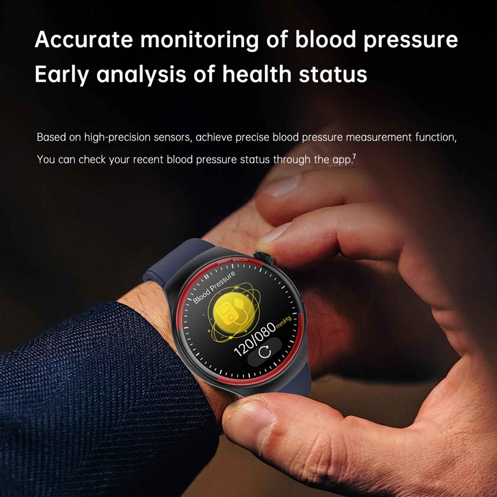 Smart Round Screen Watch With Bt Call And Health Tracking - Leather - Leather Black 14