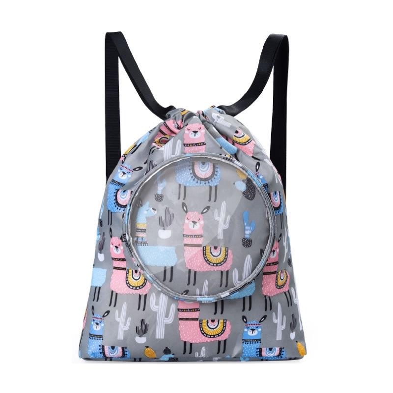Blue Waterproof Drawstring Beach Bag L Size For Kids Wet & Dry Separation Shoulder Strap - Blue S 15