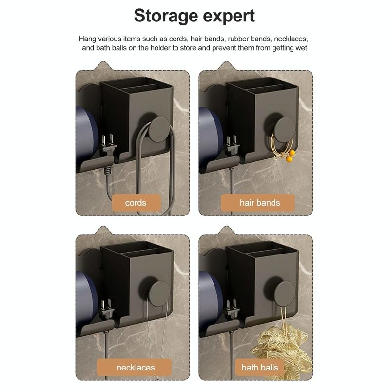 Wall Mounted Holder For Dyson Hair Dryer Bathroom Storage Rack Simple Black - Upgrade Black 7