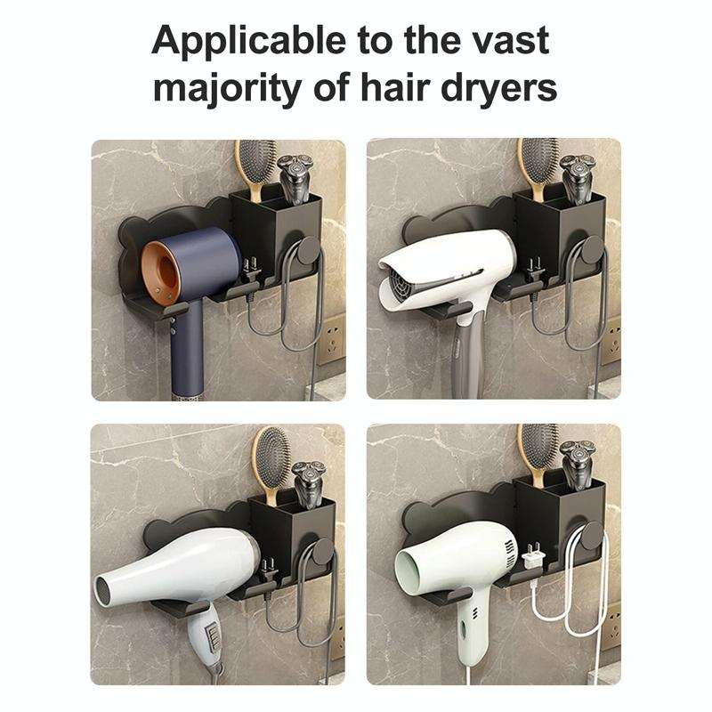 Wall Mounted Holder For Dyson Hair Dryer Bathroom Storage Rack Simple Black - Upgrade Black 8