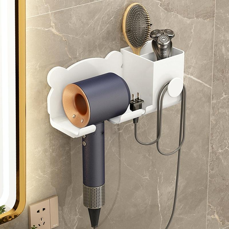 Wall Mounted Holder For Dyson Hair Dryer Bathroom Storage Rack Simple Black - Upgrade Black 10