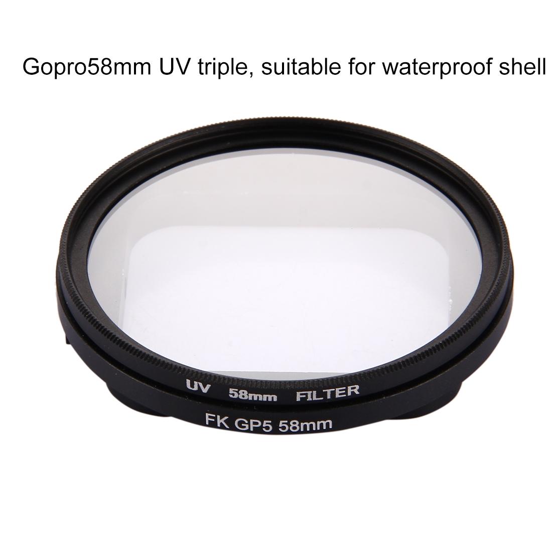 3-in-1 58mm Round Uv Filter with Cap for Gopro Hero7 / 6 / 5 6
