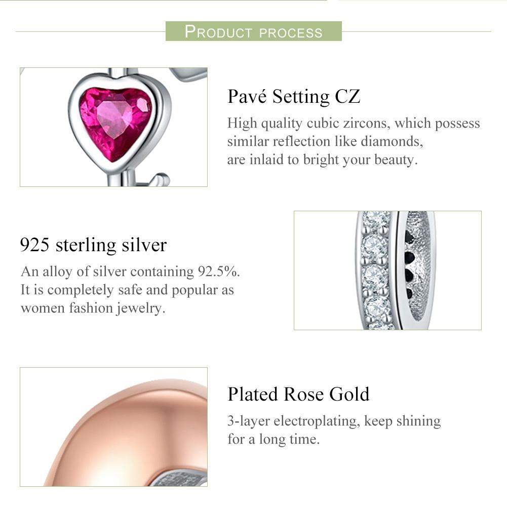 925 Sterling Silver Openable Heart Key Charm For Diy Bracelets 5