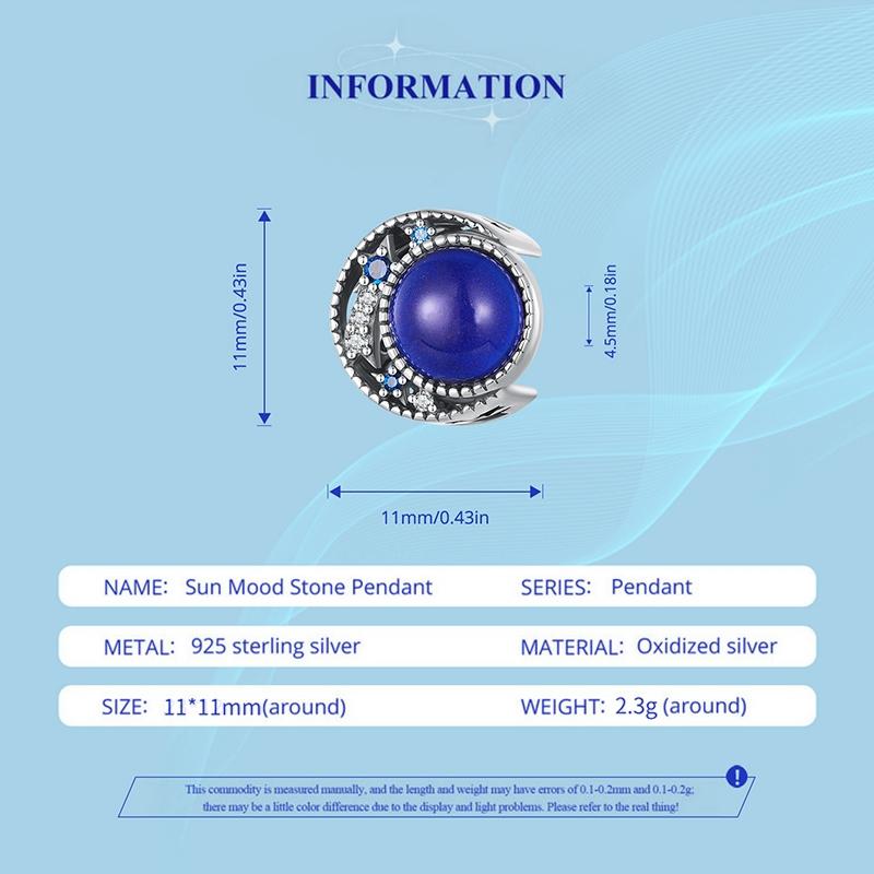 925 Sterling Silver Blue Moon Bead Bracelet Temperature Sensitive 3