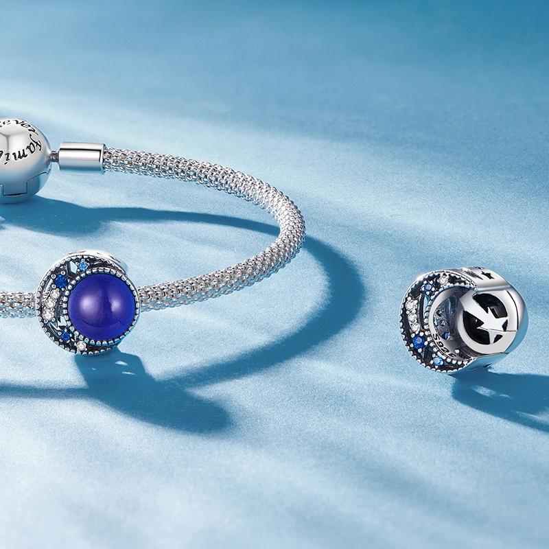 925 Sterling Silver Blue Moon Bead Bracelet Temperature Sensitive 6