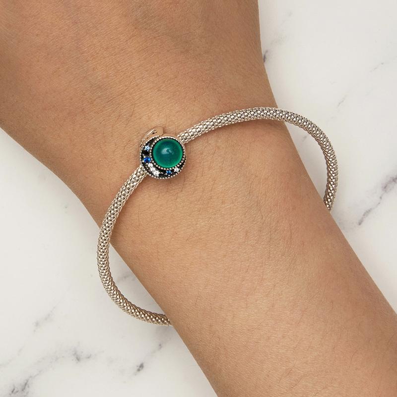 925 Sterling Silver Blue Moon Bead Bracelet Temperature Sensitive 8