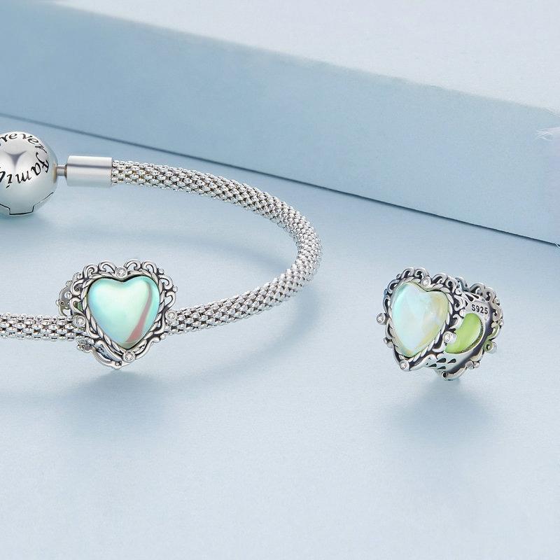 925 Sterling Silver Fresh Natural Heart Pendant For Diy Bracelet Style - Heart-Shaped 3
