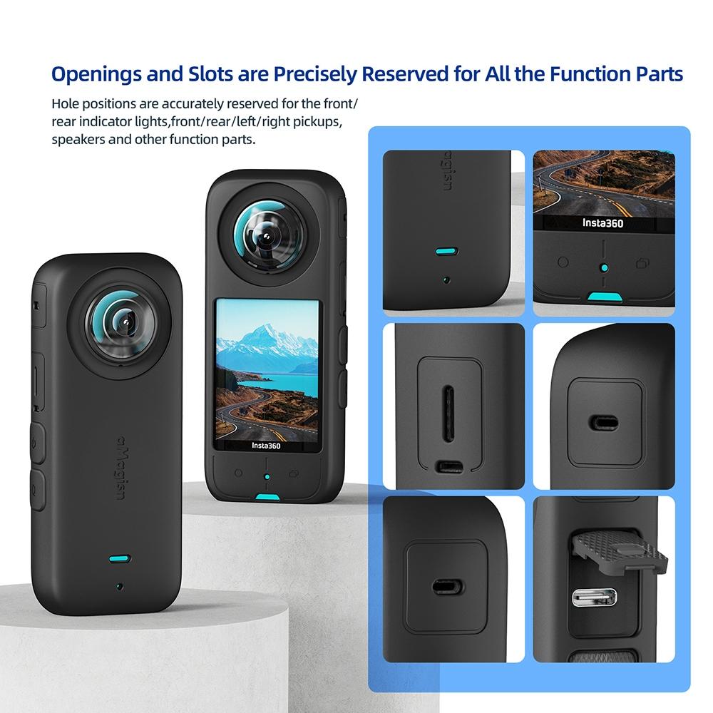Amagisn Silicone Protective Cover for Insta360 X3 Body - Lens Case (Black) 8