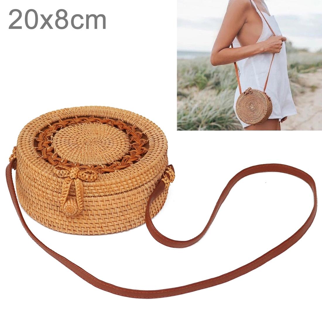 Handmade Sunflower Rattan Bag Vintage Art Beach Diagonal Bag 20X20X8Cm 3