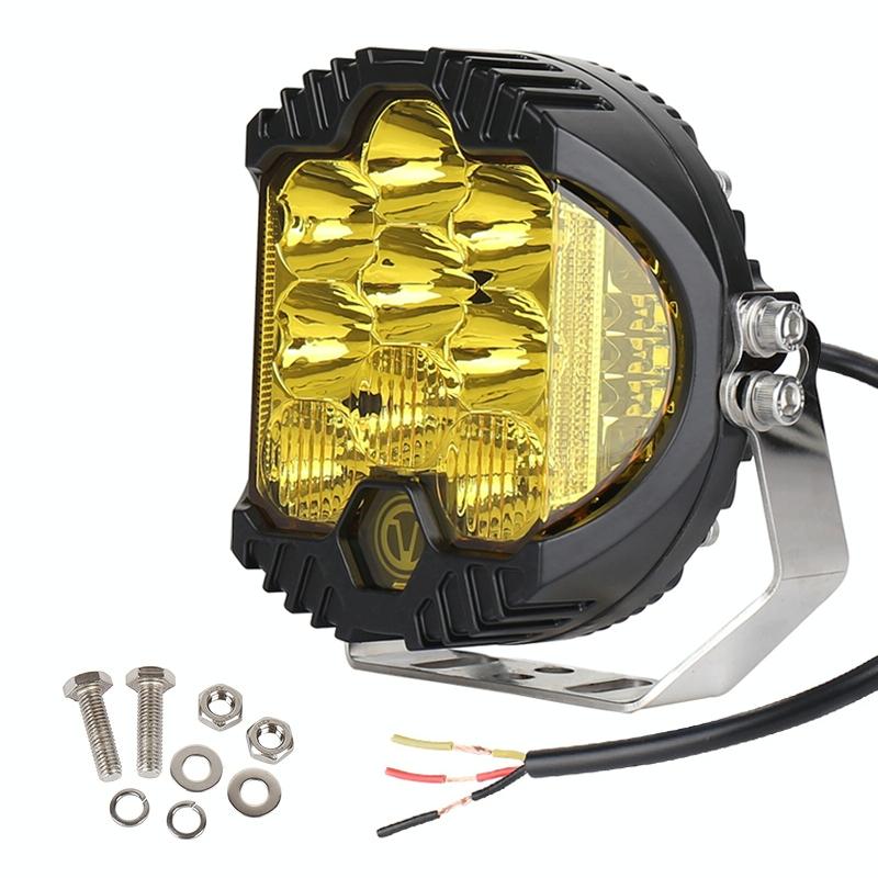 5 Inch Dc12V - 30V 5000Lm 6500K 50W Car Led Light On Three Sides Headlight For Jeep Wrangler Gold Light 6