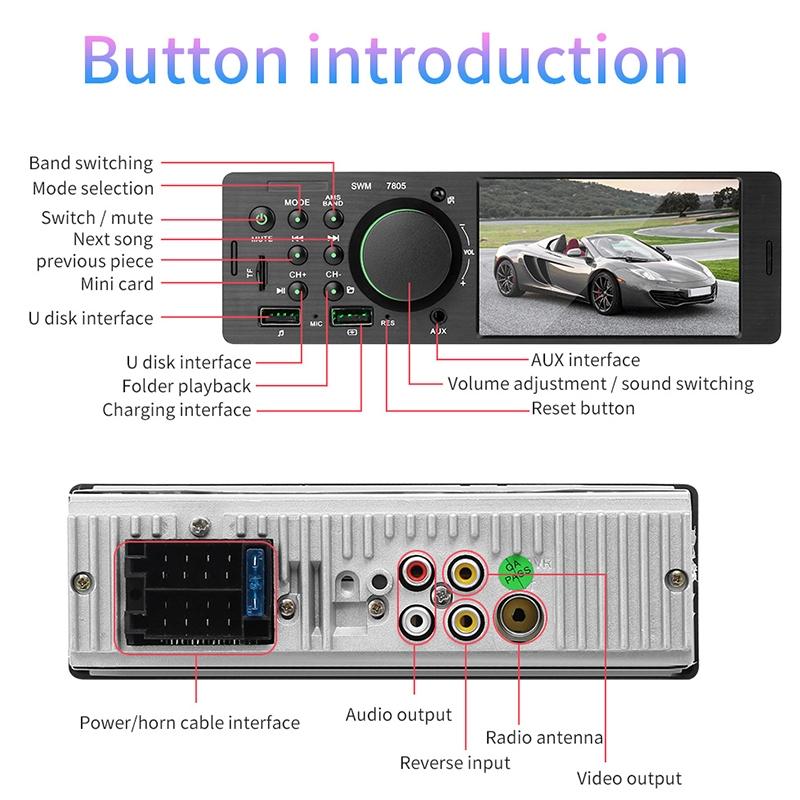 4.1 Inch Car Mp5 Player W / Fm Bluetooth Tf & Remote 10