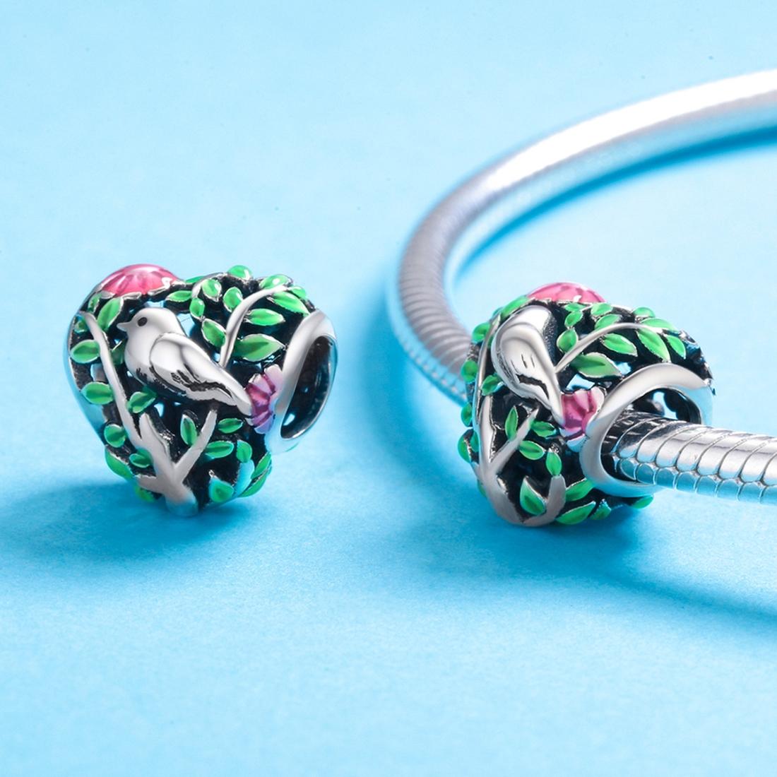 925 Sterling Silver Bird Charm Bead For Bracelets & Necklaces 5