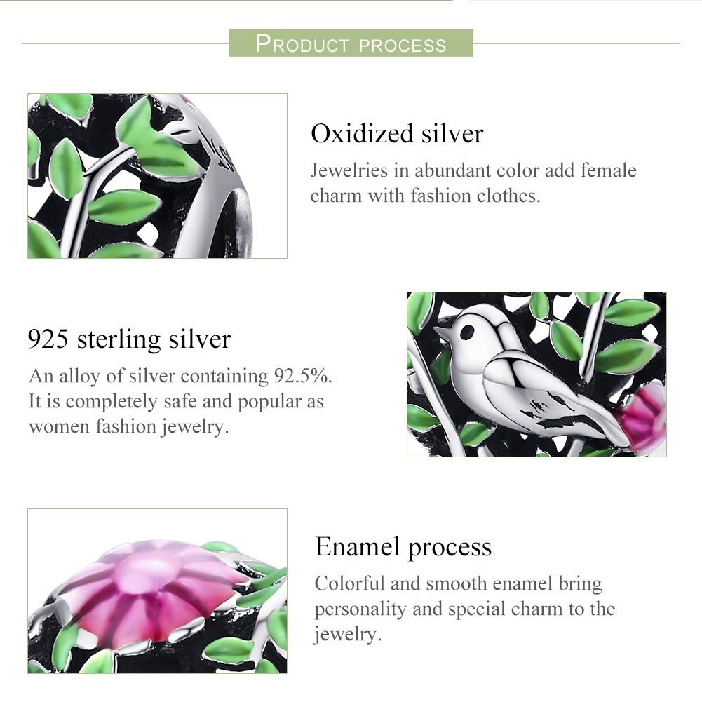 925 Sterling Silver Bird Charm Bead For Bracelets & Necklaces 7