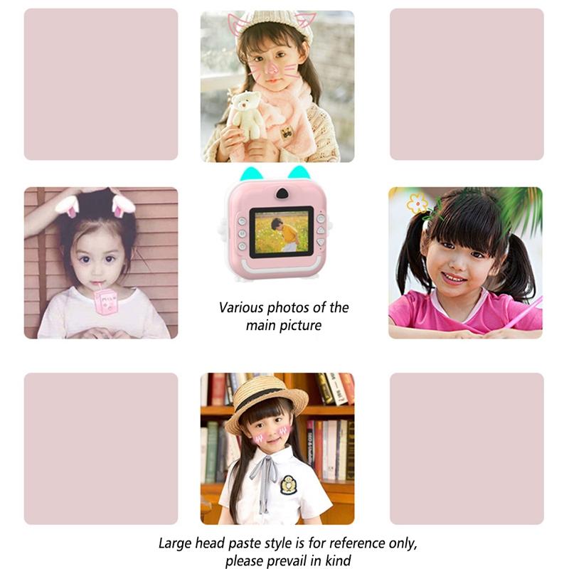 Instant Camera with Thermal Printer and Hd Video - Blue 16g - 32G Pink 8