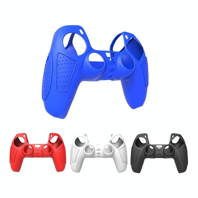 Black Silicone Protective Case for Ps5 Gamepad - Anti-skid Cover - Blue + 2 Hats 3
