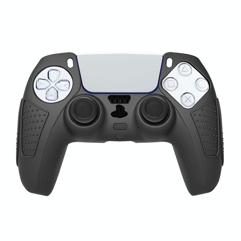 Black Silicone Protective Case for Ps5 Gamepad - Anti-skid Cover - Blue + 2 Hats 4