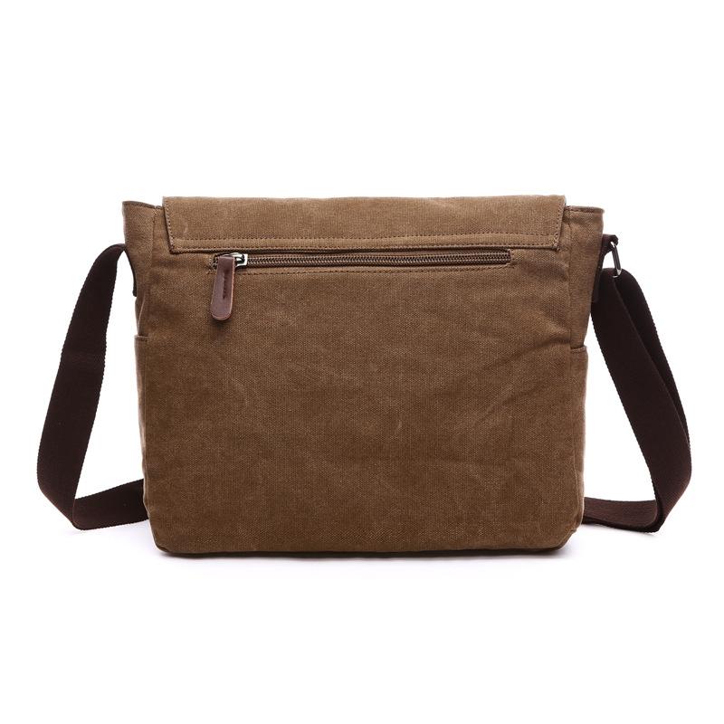 Khaki Canvas Shoulder Bag For Business And Tech 4