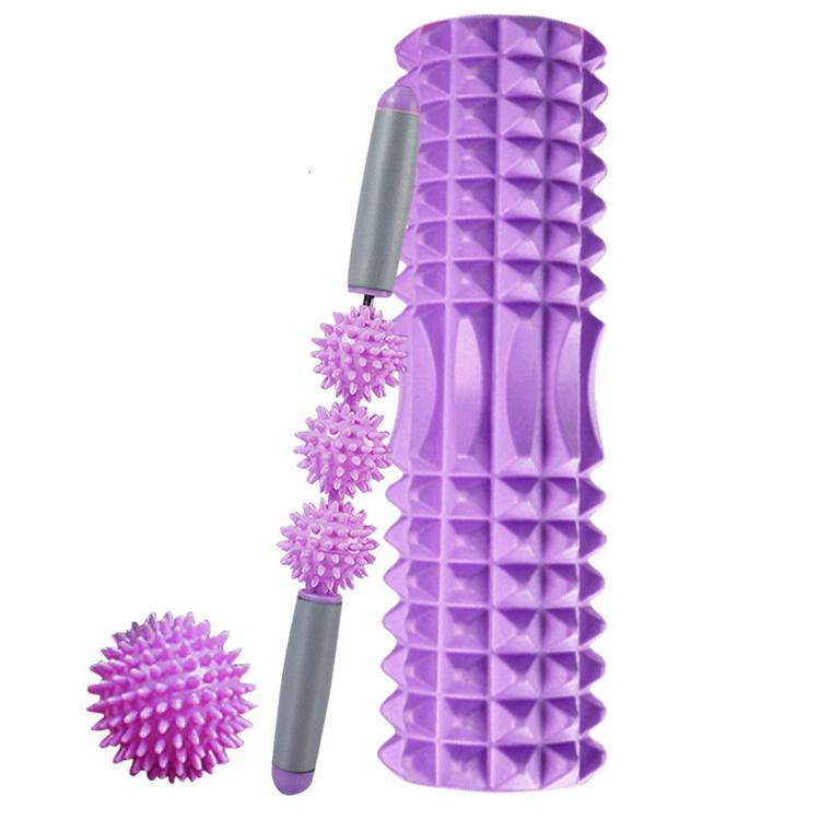3-In-1 Eva Foam Roller Set For Muscle Relaxation 45Cm Length Purple 3