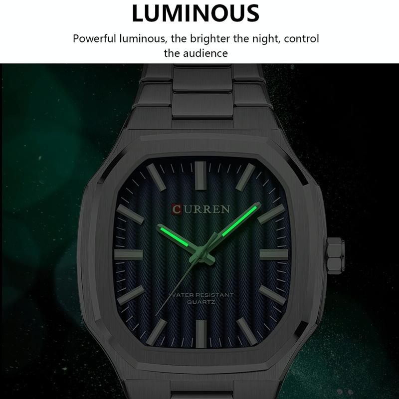 Men Quartz Watch with Steel Strap for Business - White Shell Light Green 6
