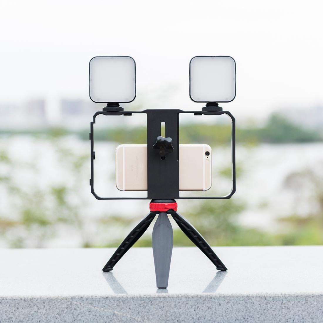 Vlogging Live Broadcast Led Selfie Light Video Rig With Smartphone Handle And Tripod 5
