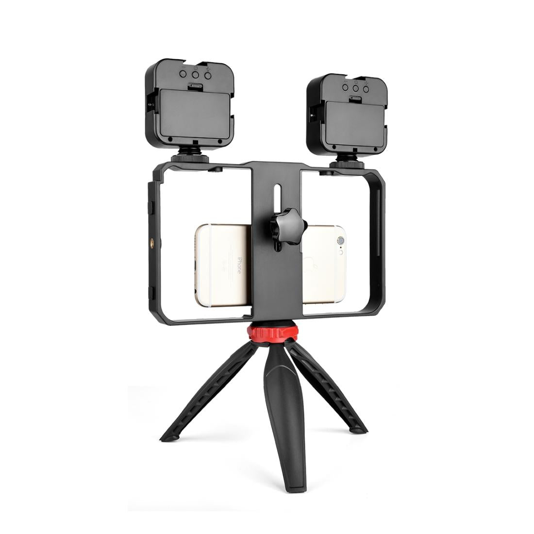 Vlogging Live Broadcast Led Selfie Light Video Rig With Smartphone Handle And Tripod 6