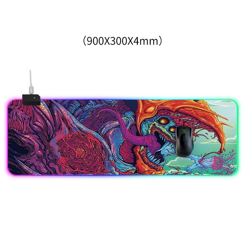 90 X 30Cm Illuminated Mouse Pad With Computer Monster Design 3