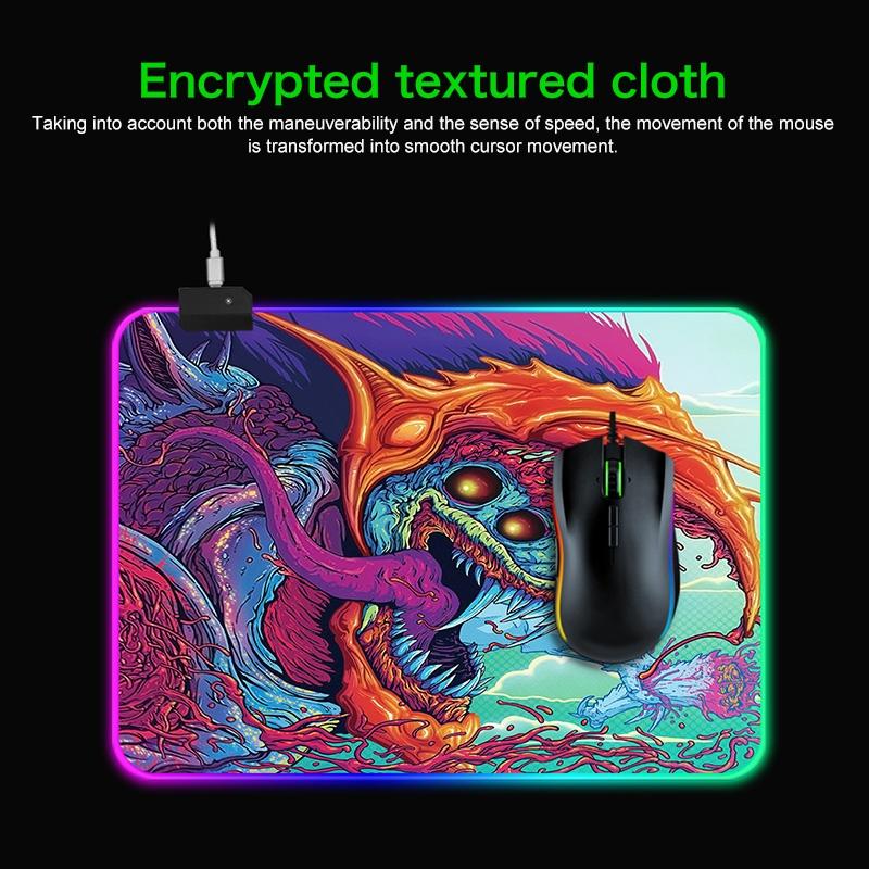 90 X 30Cm Illuminated Mouse Pad With Computer Monster Design 8