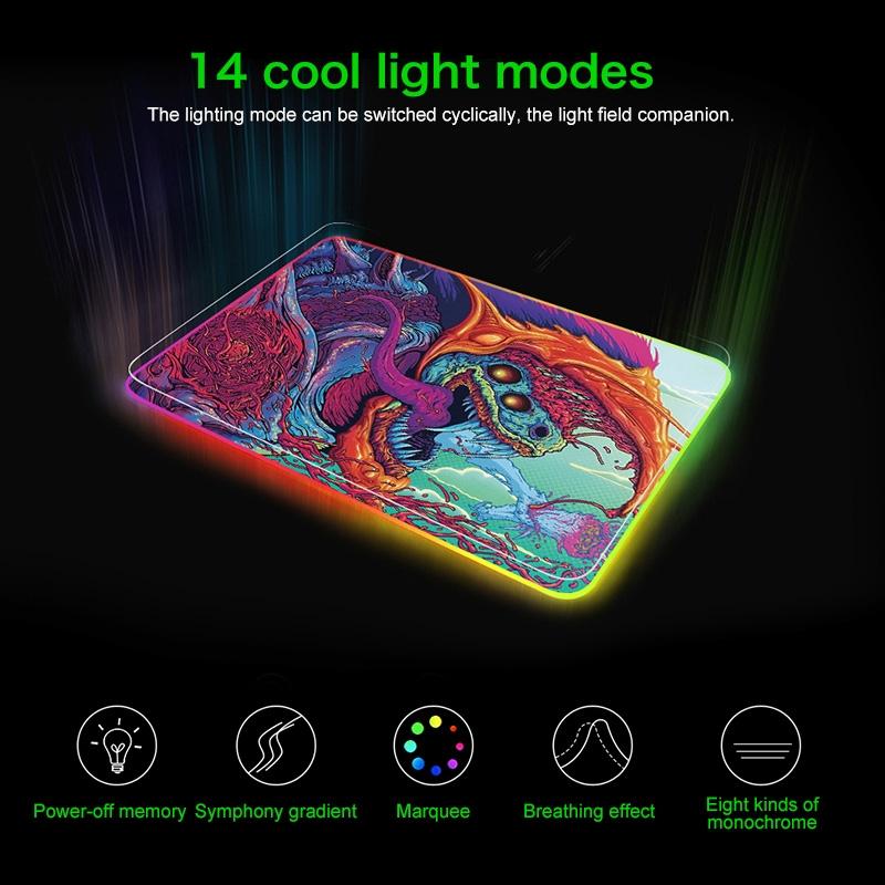 90 X 30Cm Illuminated Mouse Pad With Computer Monster Design 9