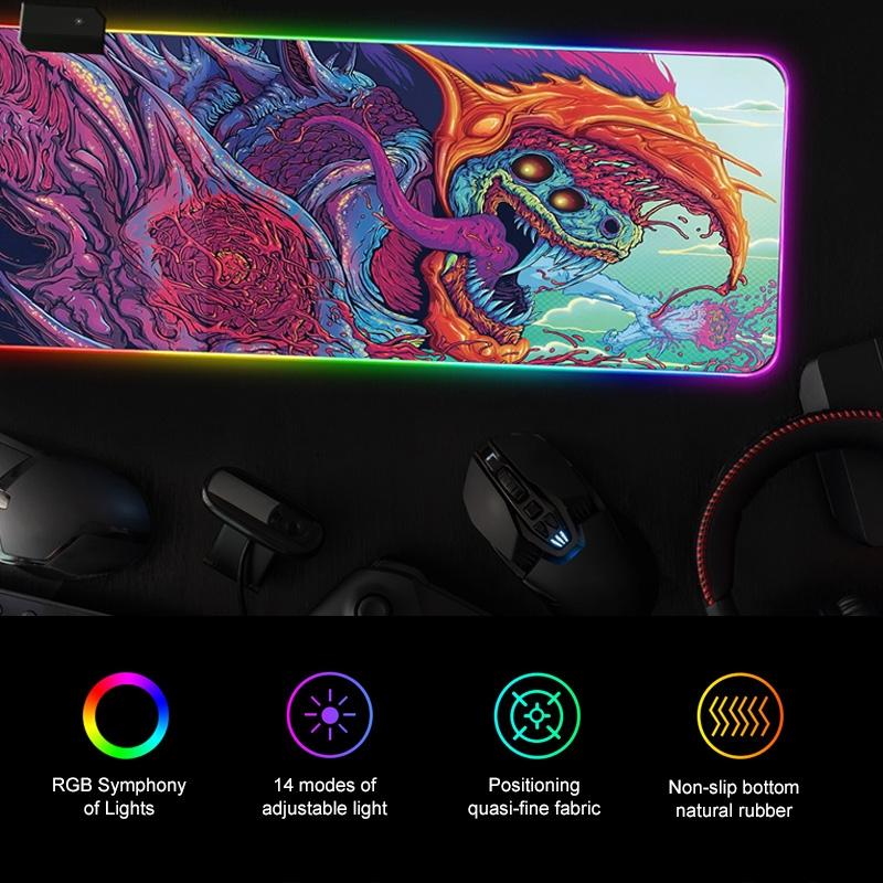 90 X 30Cm Illuminated Mouse Pad With Computer Monster Design 10