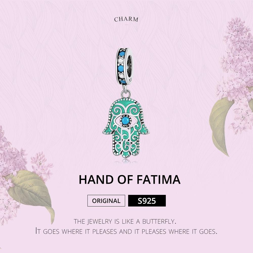 925 Sterling Silver Hand Of Fatima Pendant For Diy Bracelets & Necklaces 3