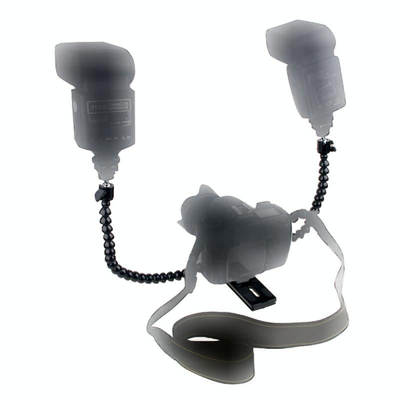 Adjustable Dual Arm Flash Bracket Mount For Hot Shoe 7