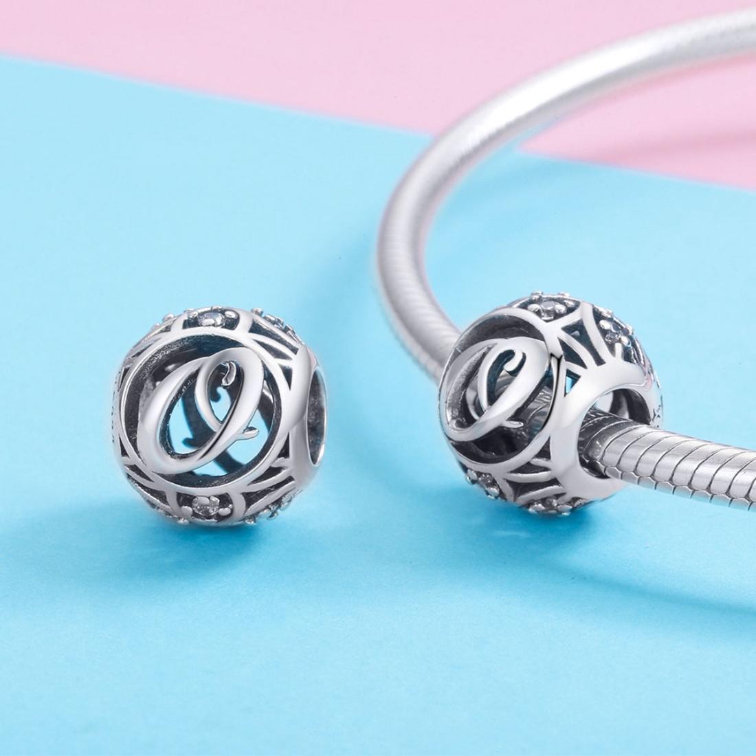 925 Sterling Silver 26 English Letter Beads For Diy Bracelets & Necklaces Style - O 5