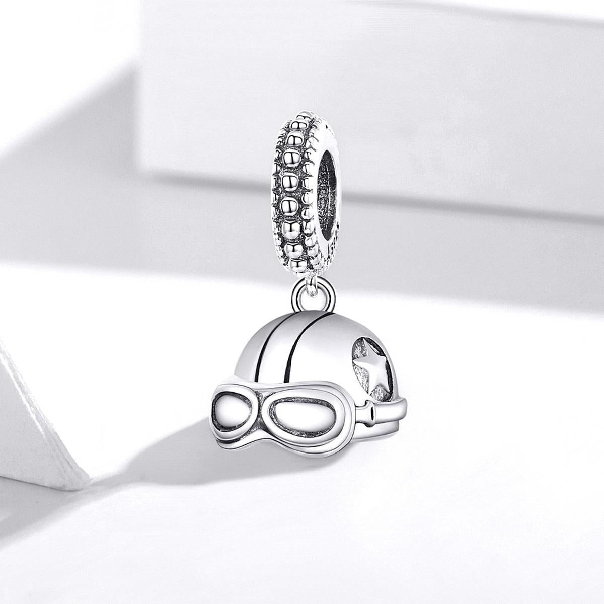 925 Sterling Silver Retro Helmet Pendant For Diy Bracelets & Necklaces 3