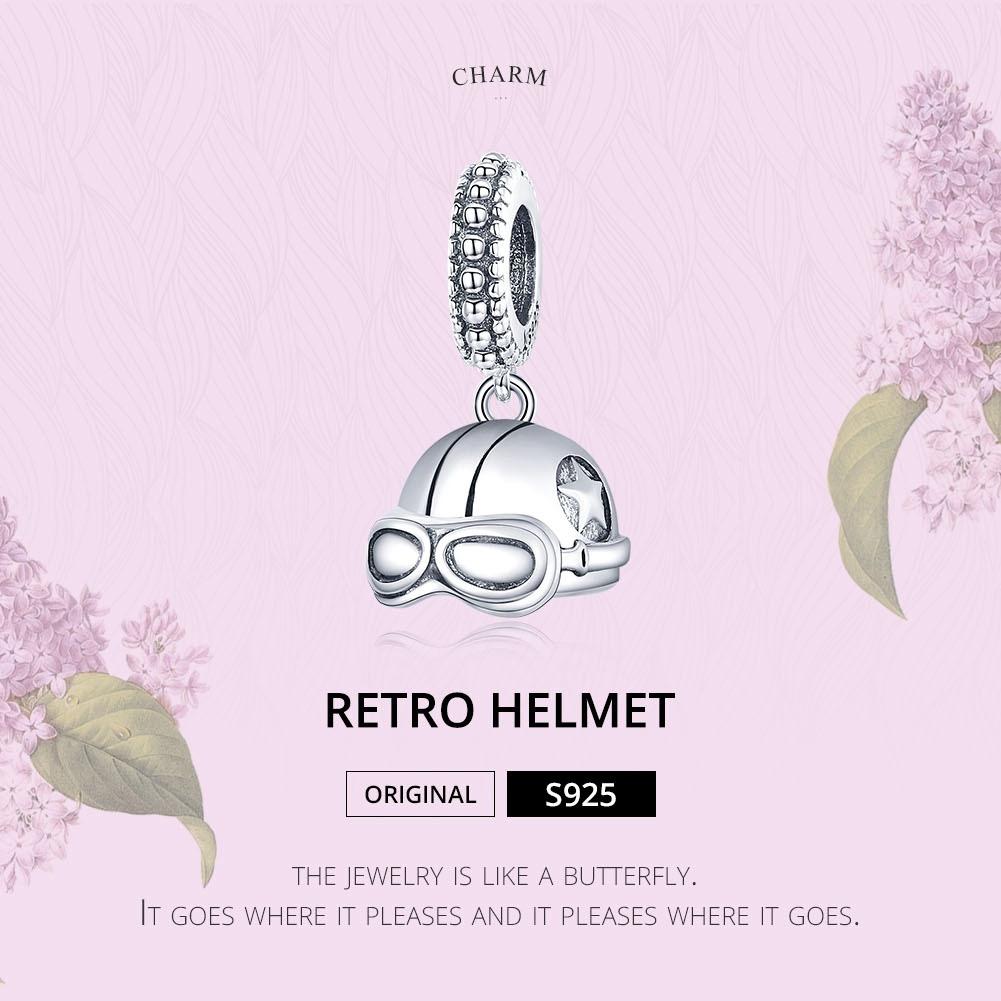 925 Sterling Silver Retro Helmet Pendant For Diy Bracelets & Necklaces 4
