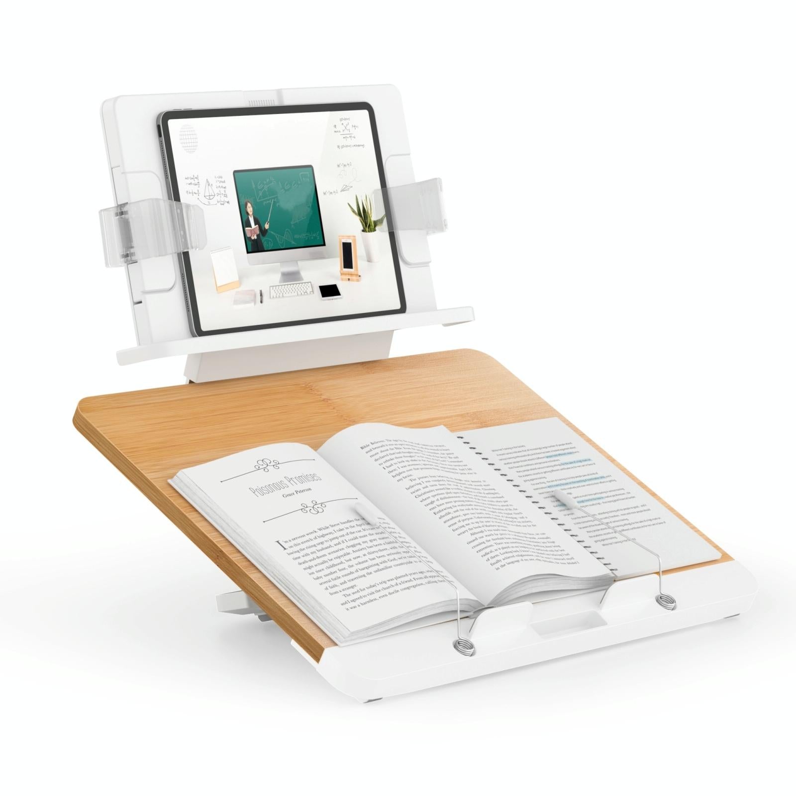 Adjustable Desktop Book Stand with Multi-angle Clip - Foldable Tablet Holder 5