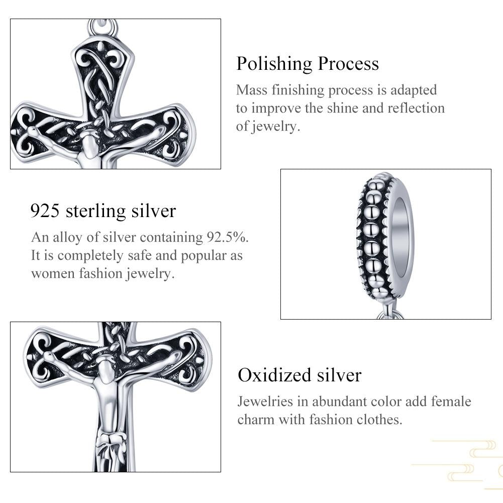 925 Sterling Silver Cross Pendant For Diy Bracelets 5