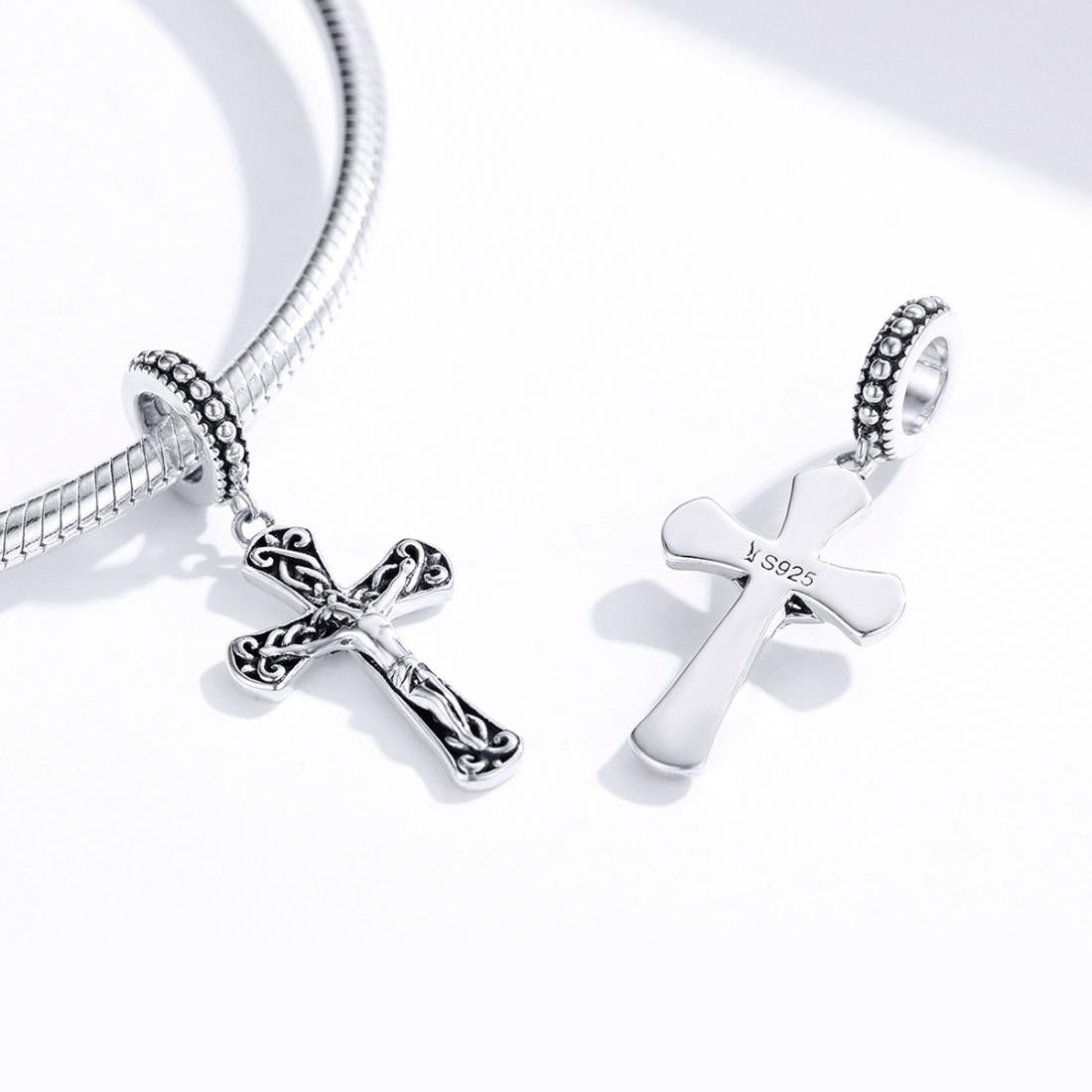 925 Sterling Silver Cross Pendant For Diy Bracelets 7