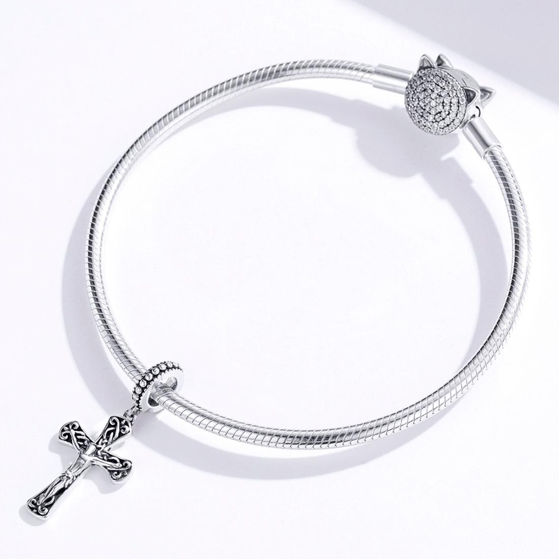 925 Sterling Silver Cross Pendant For Diy Bracelets 8