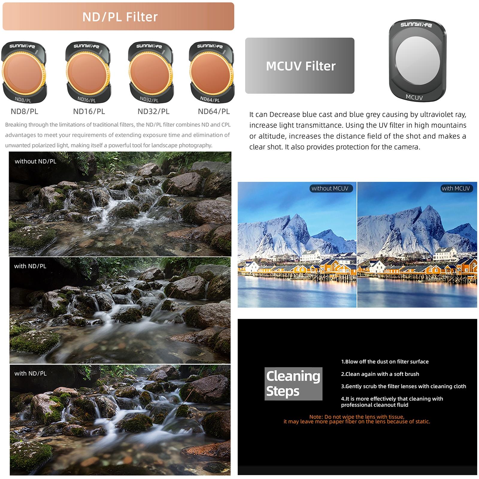 Sunnylife 3 In 1 Nd16 Camera Lens Filter For Dji Osmo Pocket No Gimbal Reset - 6 In 1 Uv Cpl Nd8-64 9