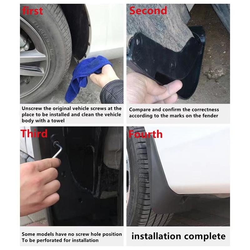 For Audi A3 Sedan 2021 4Pcs / Set Car Auto Soft Plastic Splash Flaps Fender Guard 6