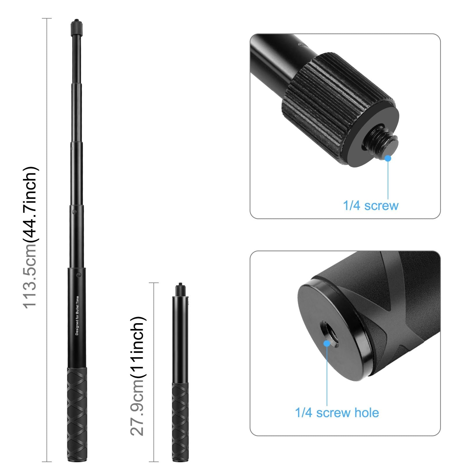 110cm Metal Selfie Stick Monopod for Insta360 one Rs X2 X3 X4 9