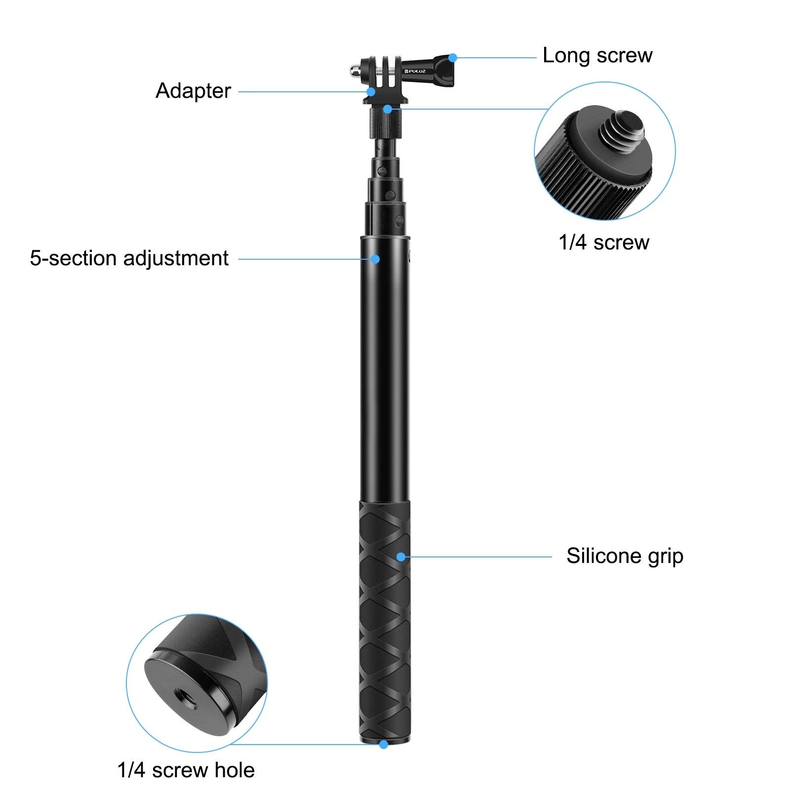 110cm Metal Selfie Stick Monopod for Insta360 one Rs X2 X3 X4 3