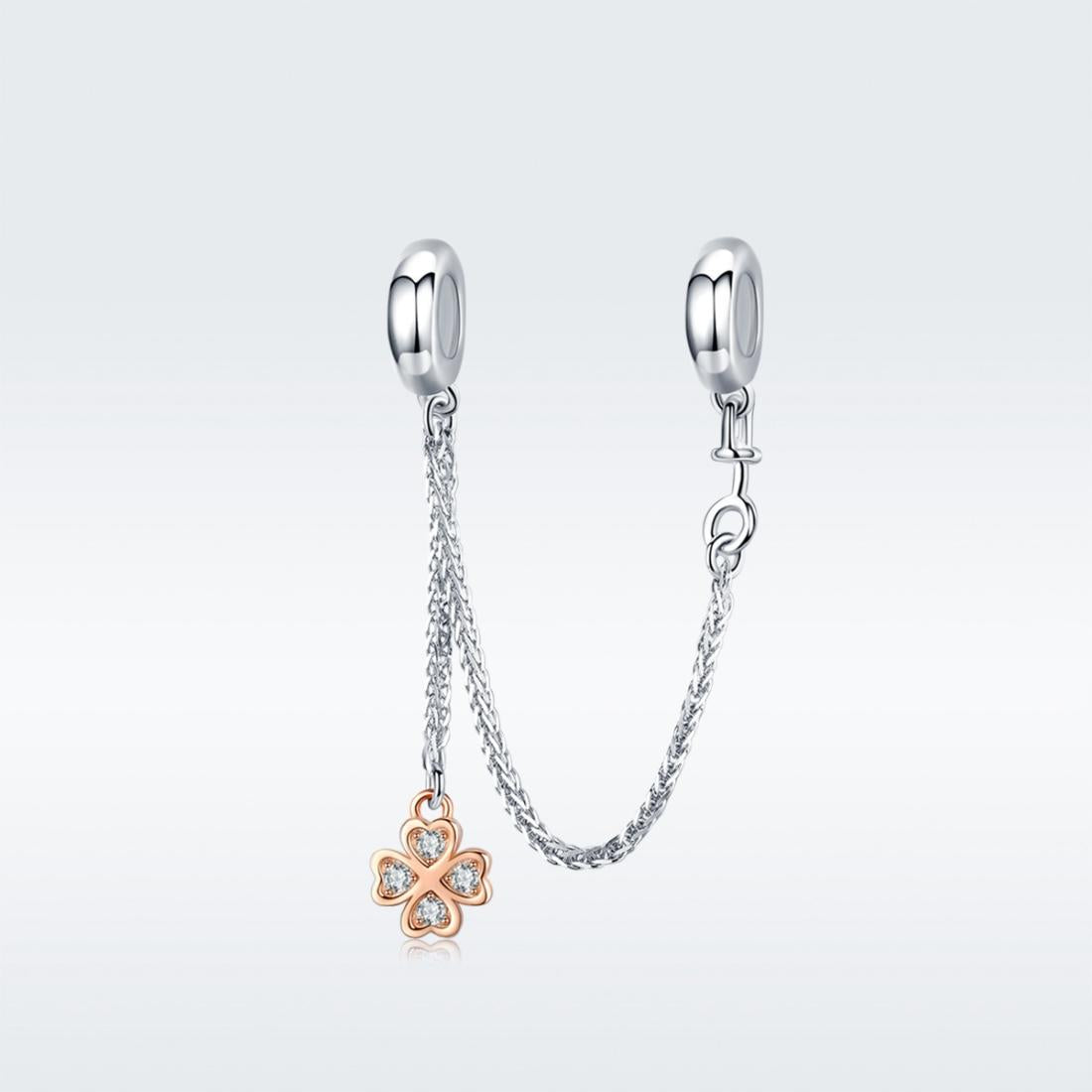 925 Sterling Silver Platinum Plated Clover Safety Chain For Diy Bracelets 3