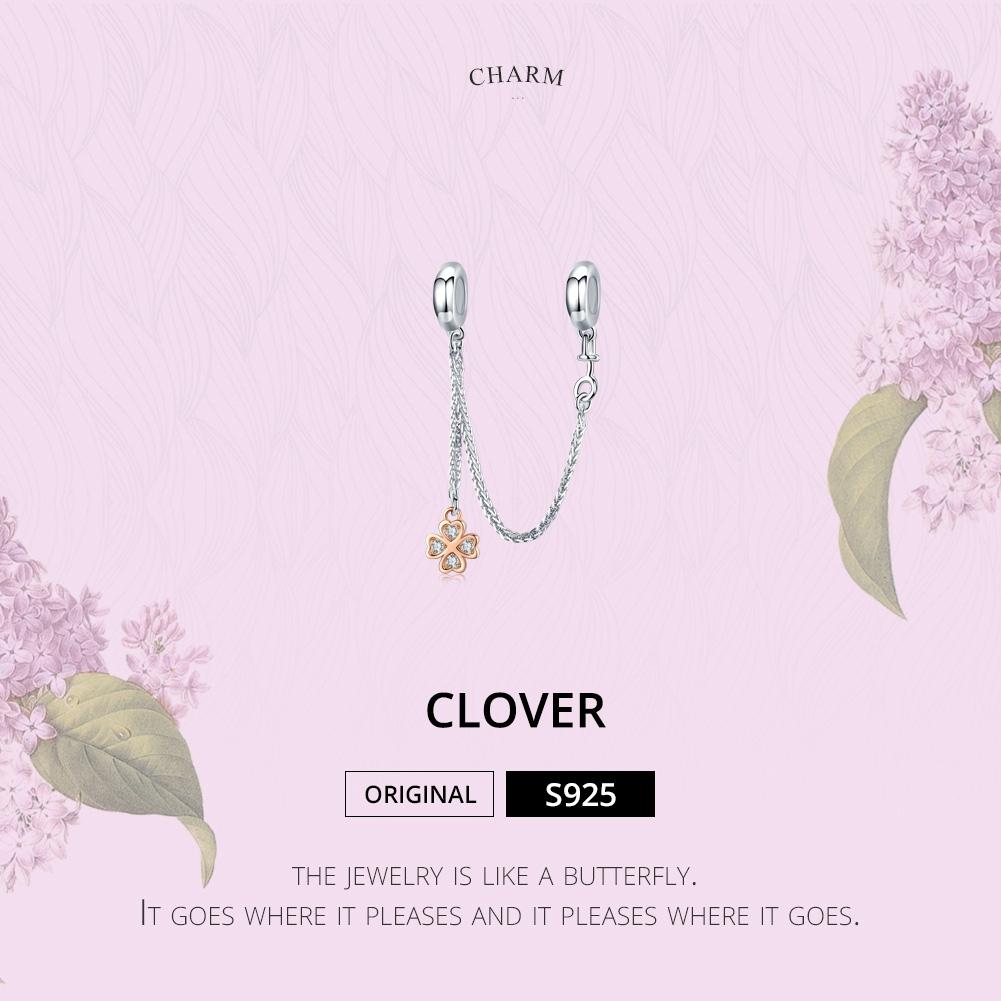 925 Sterling Silver Platinum Plated Clover Safety Chain For Diy Bracelets 4