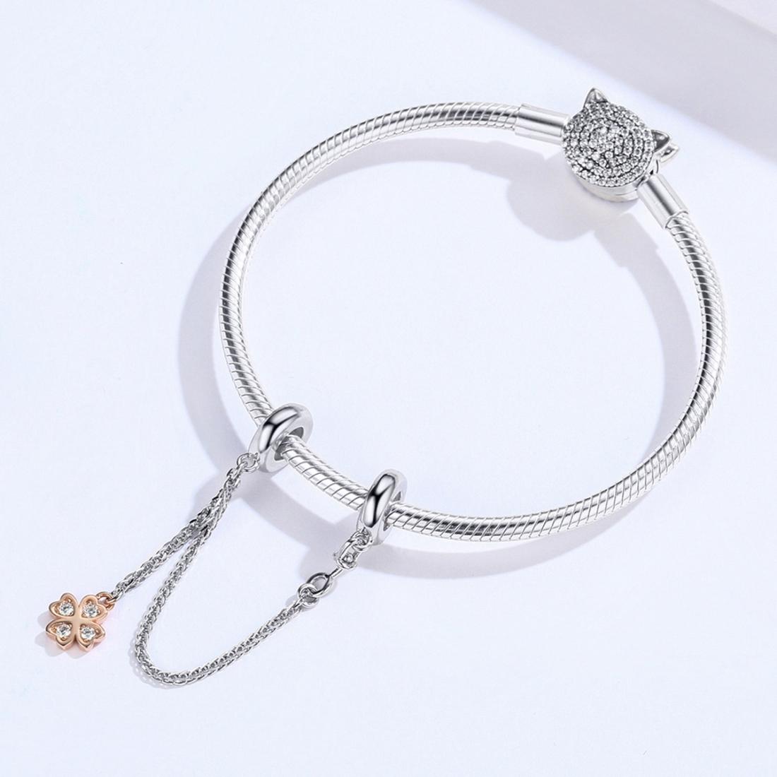 925 Sterling Silver Platinum Plated Clover Safety Chain For Diy Bracelets 8
