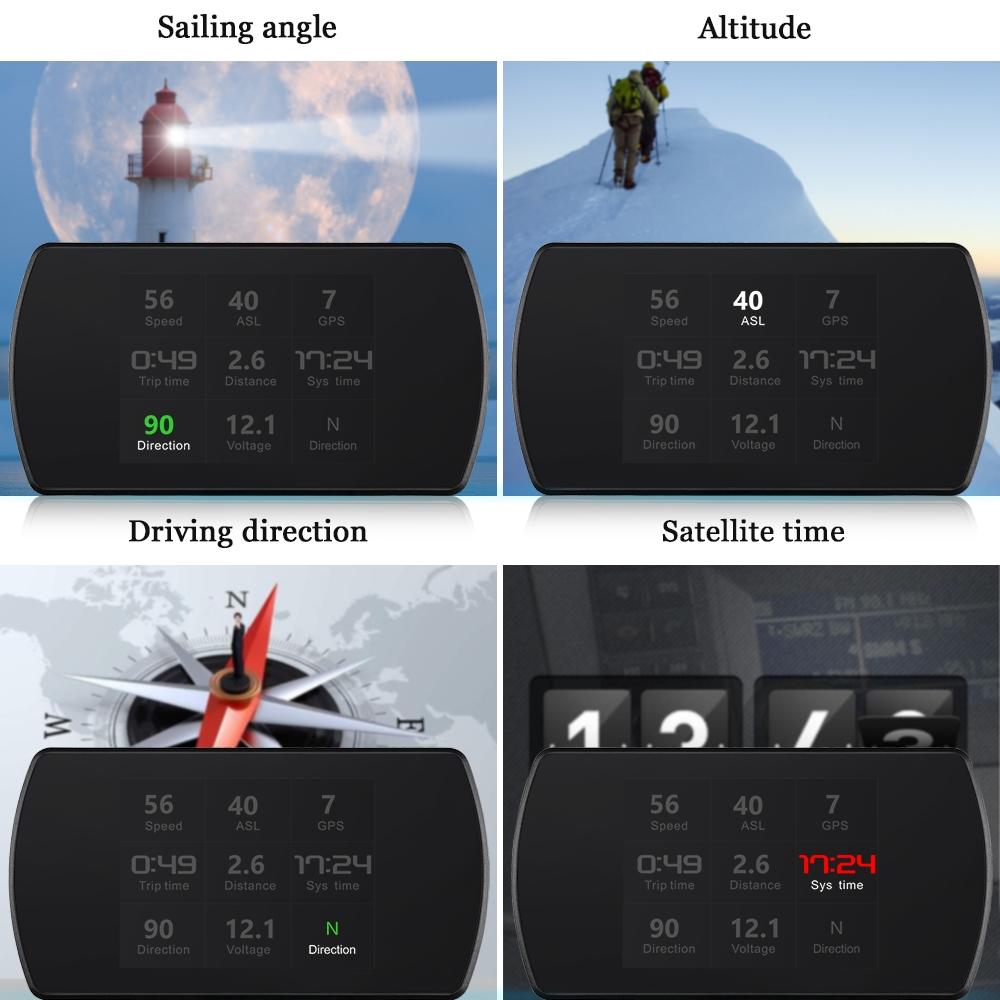 Car Hud Display Gps Speed Voltage Altitude 7