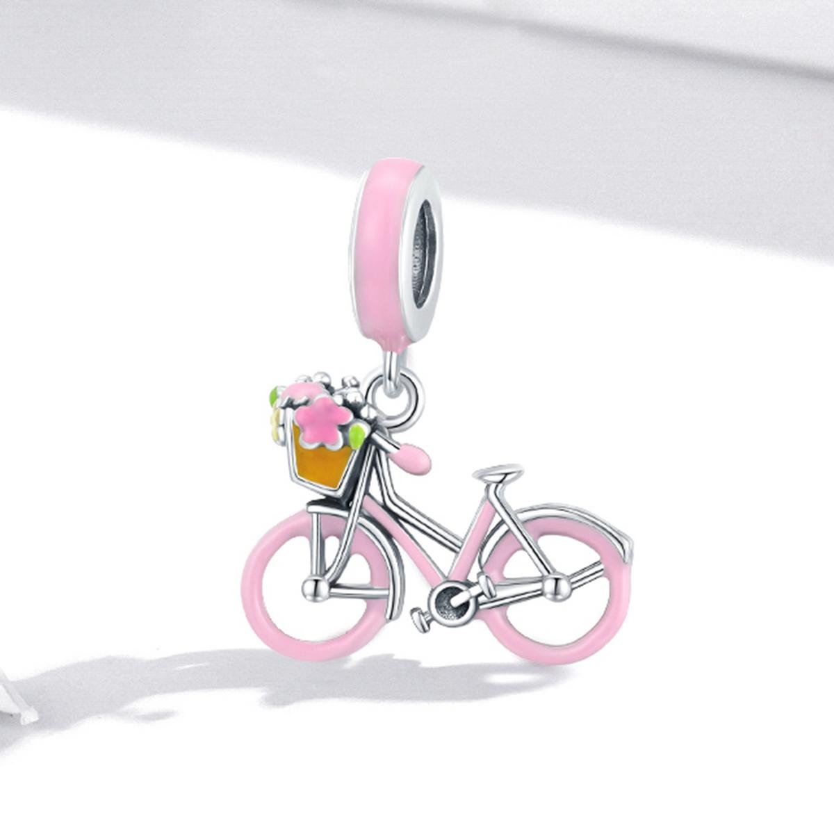 925 Sterling Silver Pink Bicycle Pendant For Bracelet Or Necklace 3
