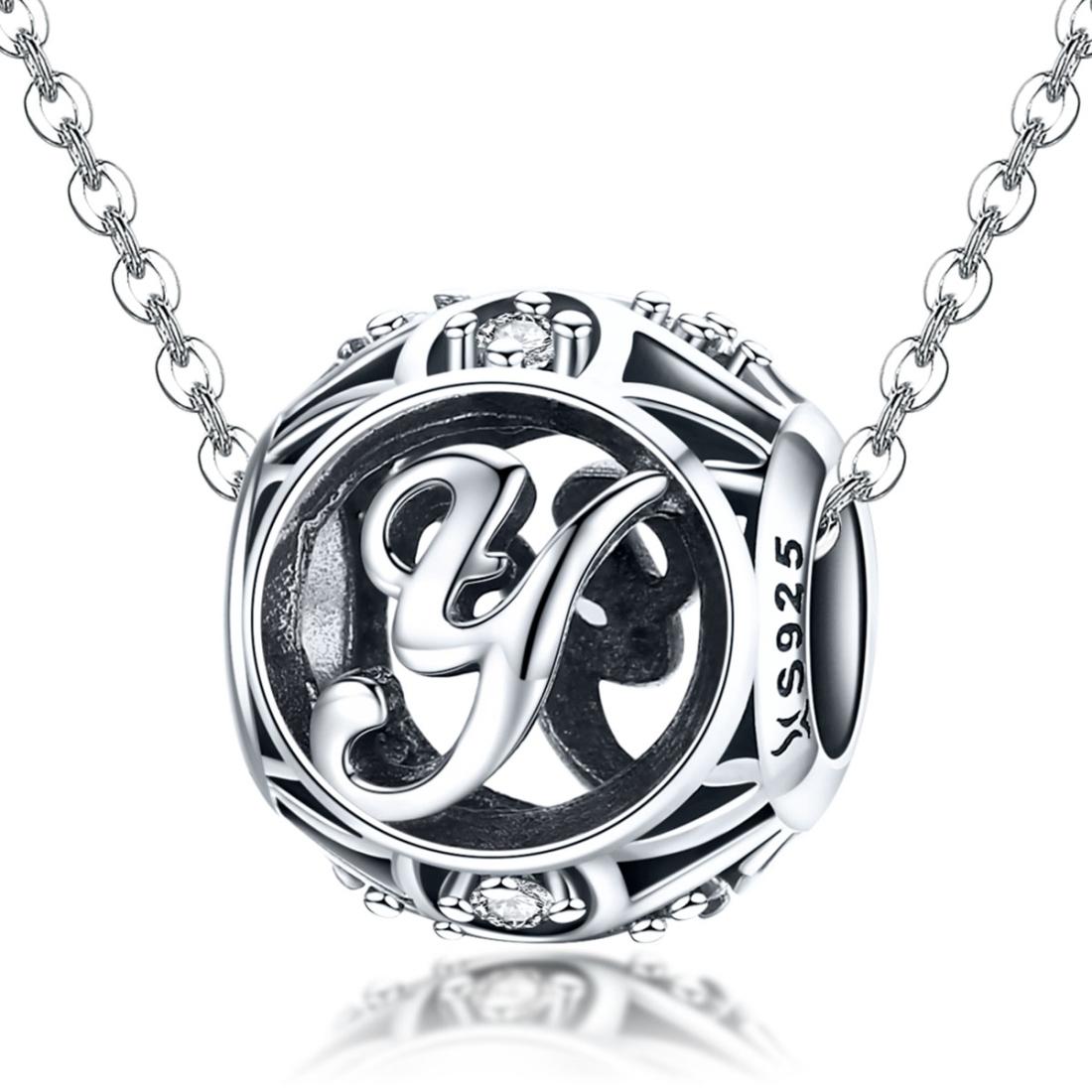 925 Sterling Silver Personalized Letter Beads For Diy Bracelets & Necklaces Style - Y 4