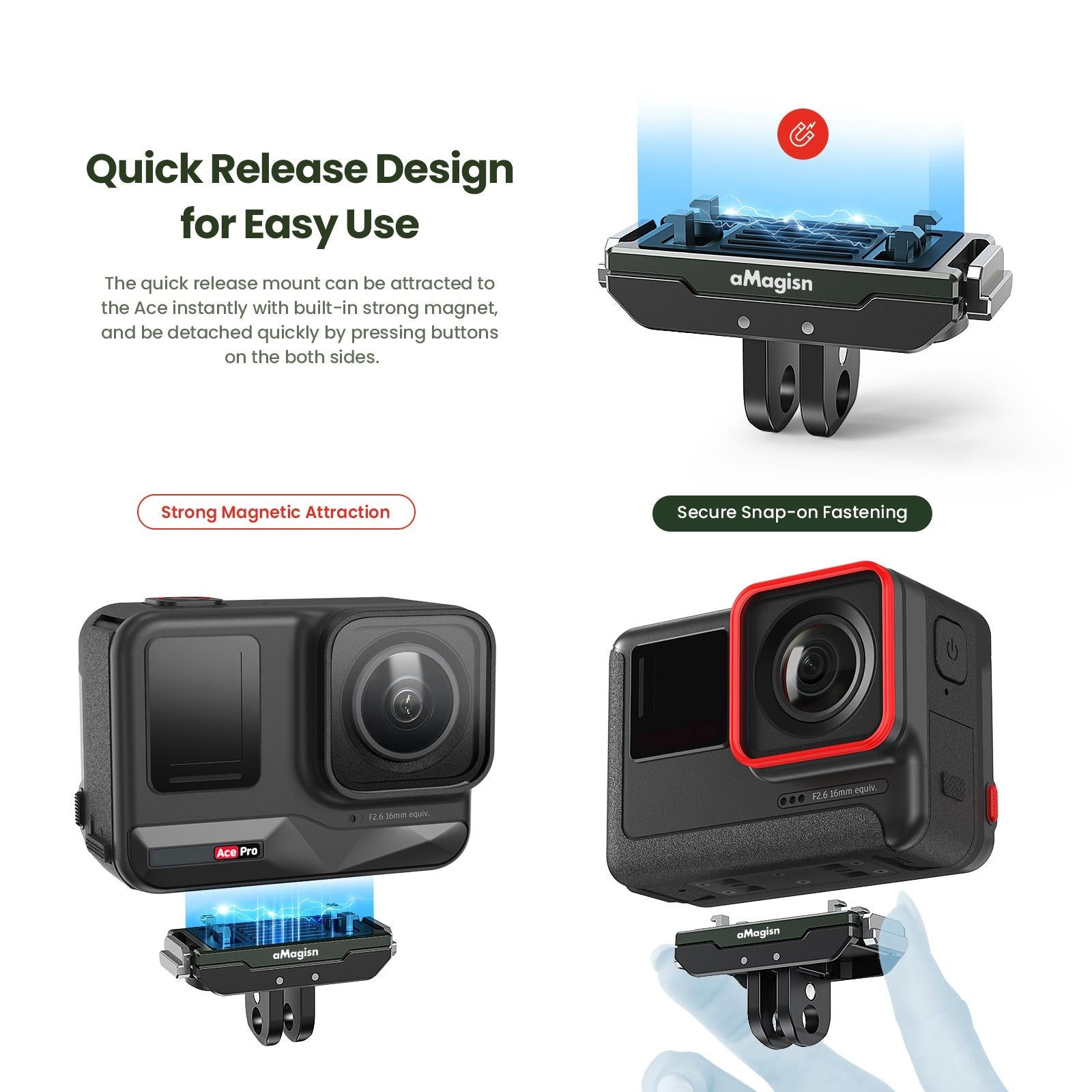 Amagisn Magnetic Quick Release for Insta360 Ace Pro Sports Camera 10