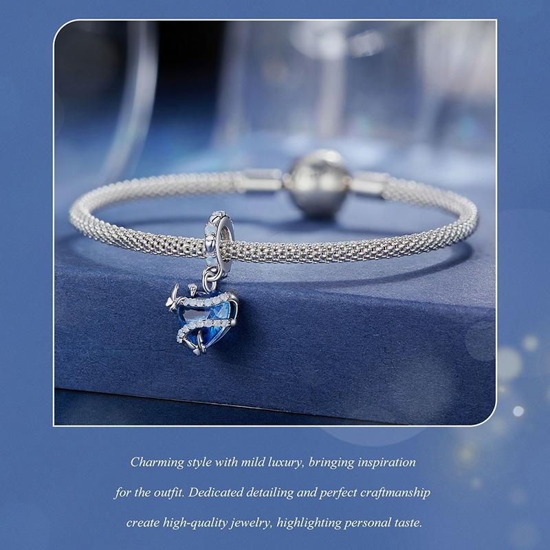 925 Sterling Silver Blue Magic Heart Necklace Pendant 5